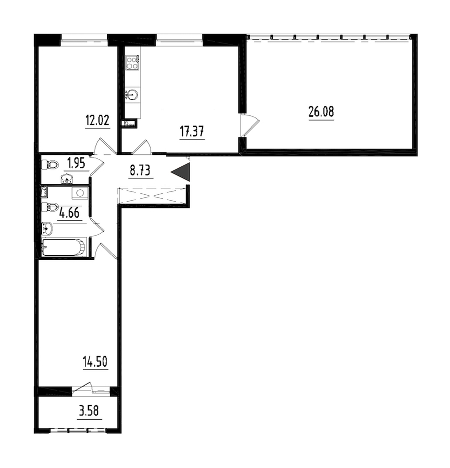Двухкомнатная квартира в : площадь 59.23 м2 , этаж: 2 – купить в Санкт-Петербурге